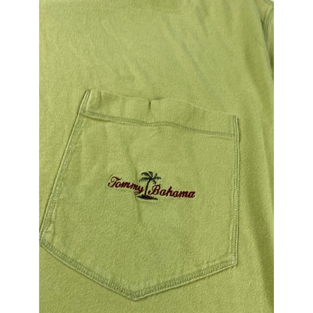 Tommy Bahama Pocket T-Shirt Mens XL Lime Green Excellent Embroidered Logo Cotton - Picture 3 of 8